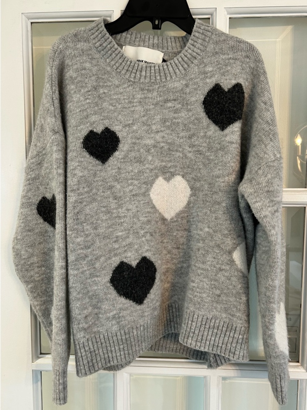Pink Martini grey Heart Pattern Crewneck Sweater - Women's medium